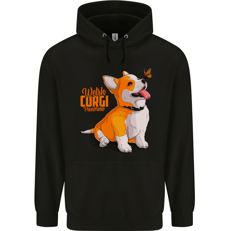 A Welsh Corgi Illustration Dog Mens 80% Cotton Hoodie Black