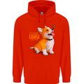 A Welsh Corgi Illustration Dog Mens 80% Cotton Hoodie Bright Red