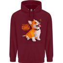 A Welsh Corgi Illustration Dog Mens 80% Cotton Hoodie Maroon