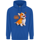 A Welsh Corgi Illustration Dog Mens 80% Cotton Hoodie Royal Blue