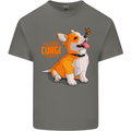 A Welsh Corgi Illustration Dog Mens Cotton T-Shirt Tee Top Charcoal