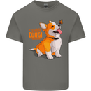 A Welsh Corgi Illustration Dog Mens Cotton T-Shirt Tee Top Charcoal