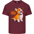A Welsh Corgi Illustration Dog Mens Cotton T-Shirt Tee Top Maroon
