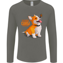 A Welsh Corgi Illustration Dog Mens Long Sleeve T-Shirt Charcoal
