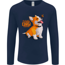 A Welsh Corgi Illustration Dog Mens Long Sleeve T-Shirt Navy Blue