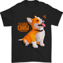A Welsh Corgi Illustration Dog Mens T-Shirt 100% Cotton Black
