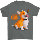A Welsh Corgi Illustration Dog Mens T-Shirt 100% Cotton Charcoal