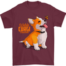 A Welsh Corgi Illustration Dog Mens T-Shirt 100% Cotton Maroon