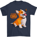 A Welsh Corgi Illustration Dog Mens T-Shirt 100% Cotton Navy Blue