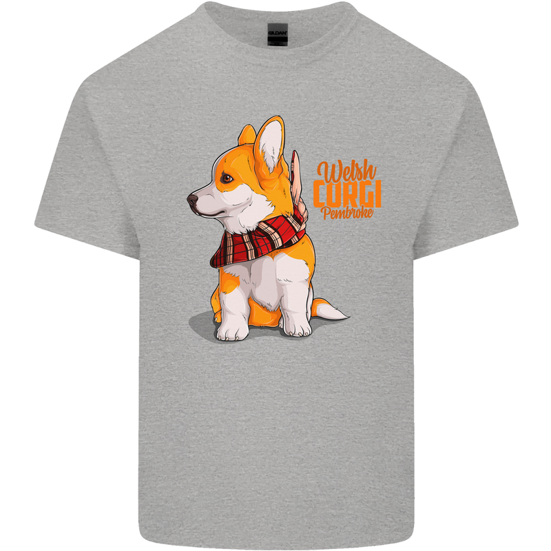 A Welsh Corgi Illustration Kids T-Shirt Childrens Sports Grey