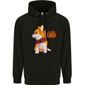 A Welsh Corgi Illustration Mens 80% Cotton Hoodie Black