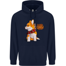 A Welsh Corgi Illustration Mens 80% Cotton Hoodie Navy Blue