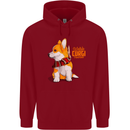 A Welsh Corgi Illustration Mens 80% Cotton Hoodie Red