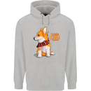 A Welsh Corgi Illustration Mens 80% Cotton Hoodie Sports Grey