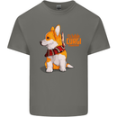 A Welsh Corgi Illustration Mens Cotton T-Shirt Tee Top Charcoal