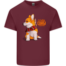 A Welsh Corgi Illustration Mens Cotton T-Shirt Tee Top Maroon