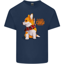 A Welsh Corgi Illustration Mens Cotton T-Shirt Tee Top Navy Blue