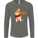A Welsh Corgi Illustration Mens Long Sleeve T-Shirt Charcoal