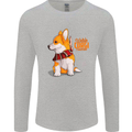 A Welsh Corgi Illustration Mens Long Sleeve T-Shirt Sports Grey