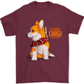 A Welsh Corgi Illustration Mens T-Shirt 100% Cotton Maroon