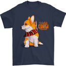 A Welsh Corgi Illustration Mens T-Shirt 100% Cotton Navy Blue