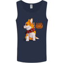 A Welsh Corgi Illustration Mens Vest Tank Top Navy Blue