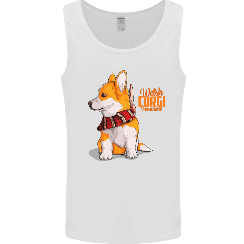 A Welsh Corgi Illustration Mens Vest Tank Top White