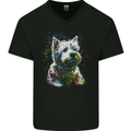 A West Highland White Terrier Dog Mens V-Neck Cotton T-Shirt Black