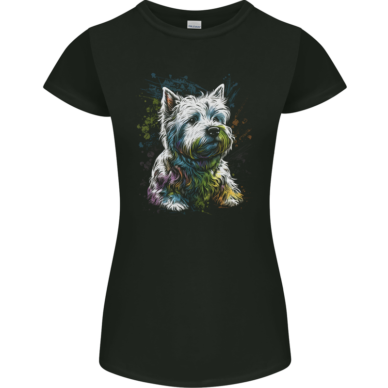 A West Highland White Terrier Dog Womens Petite Cut T-Shirt Black