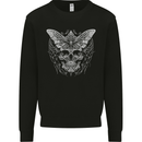 A White Moth Skull Kids Sweatshirt Jumper Black