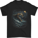 A Wild Tiger in the Moonlight Mens T-Shirt 100% Cotton Black