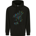 A Winged Skull With Flowers Mens 80% Cotton Hoodie Black