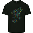 A Winged Skull With Flowers Mens Cotton T-Shirt Tee Top Black