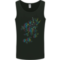A Winged Skull With Flowers Mens Vest Tank Top Black