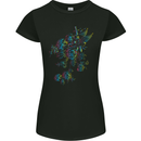 A Winged Skull With Flowers Womens Petite Cut T-Shirt Black