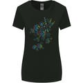 A Winged Skull With Flowers Womens Wider Cut T-Shirt Black