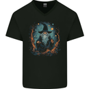 A Wise Old Wizard Fantasy Mens V-Neck Cotton T-Shirt Black