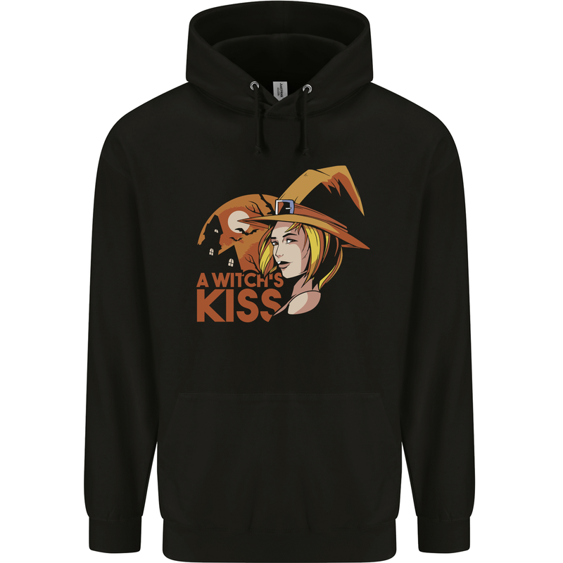 A Witch Kiss Halloween Childrens Kids Hoodie Black