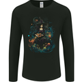 A Witch Playing a Guitar Halloween Fantasy Mens Long Sleeve T-Shirt Black