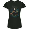 A Witch Playing a Guitar Halloween Fantasy Womens Petite Cut T-Shirt Black