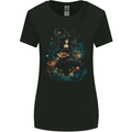 A Witch Playing a Guitar Halloween Fantasy Womens Wider Cut T-Shirt Black