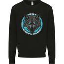 A Wolf on a Tribal Background Kids Sweatshirt Jumper Black
