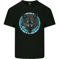A Wolf on a Tribal Background Mens Cotton T-Shirt Tee Top Black