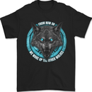 A Wolf on a Tribal Background Mens T-Shirt 100% Cotton Black