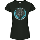 A Wolf on a Tribal Background Womens Petite Cut T-Shirt Black