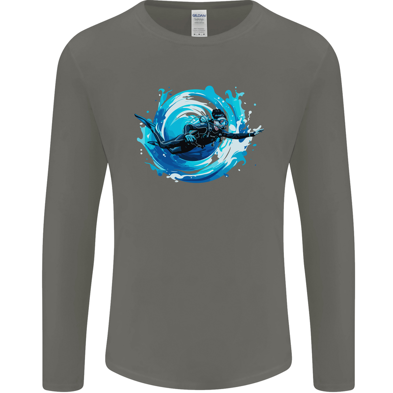 A Woman Scuba Diver Female Diving Mens Long Sleeve T-Shirt Charcoal