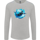 A Woman Scuba Diver Female Diving Mens Long Sleeve T-Shirt Sports Grey