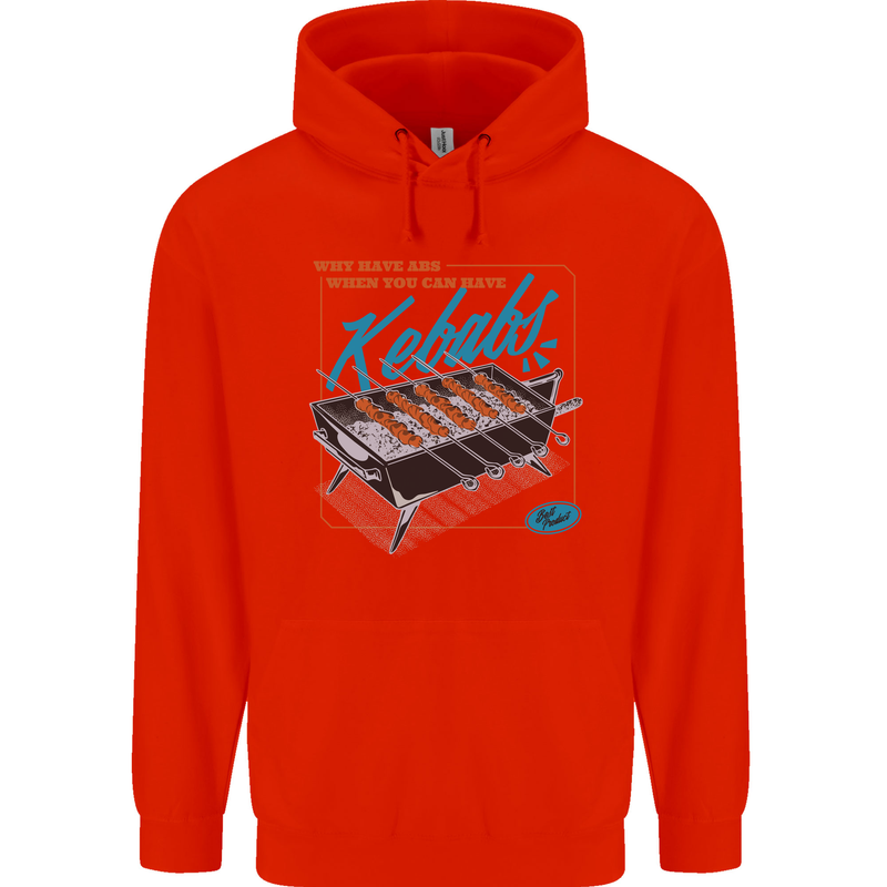 Abs Kebabs Funny Gym Overweight Fat Mens 80% Cotton Hoodie Bright Red