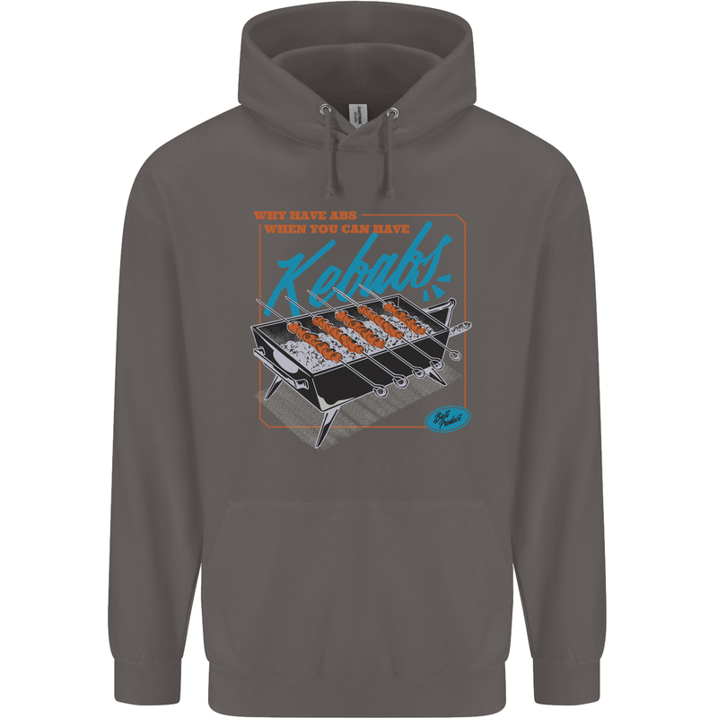 Abs Kebabs Funny Gym Overweight Fat Mens 80% Cotton Hoodie Charcoal