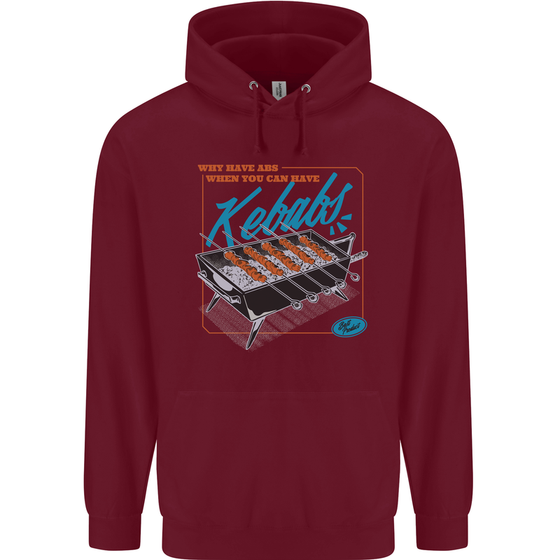 Abs Kebabs Funny Gym Overweight Fat Mens 80% Cotton Hoodie Maroon